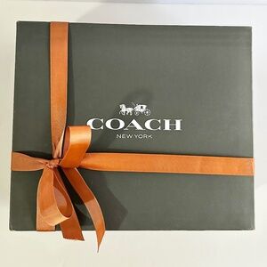 Coach small black gift box with brown ribbon